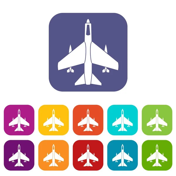 Set di icone jet da caccia armati — Vettoriale Stock