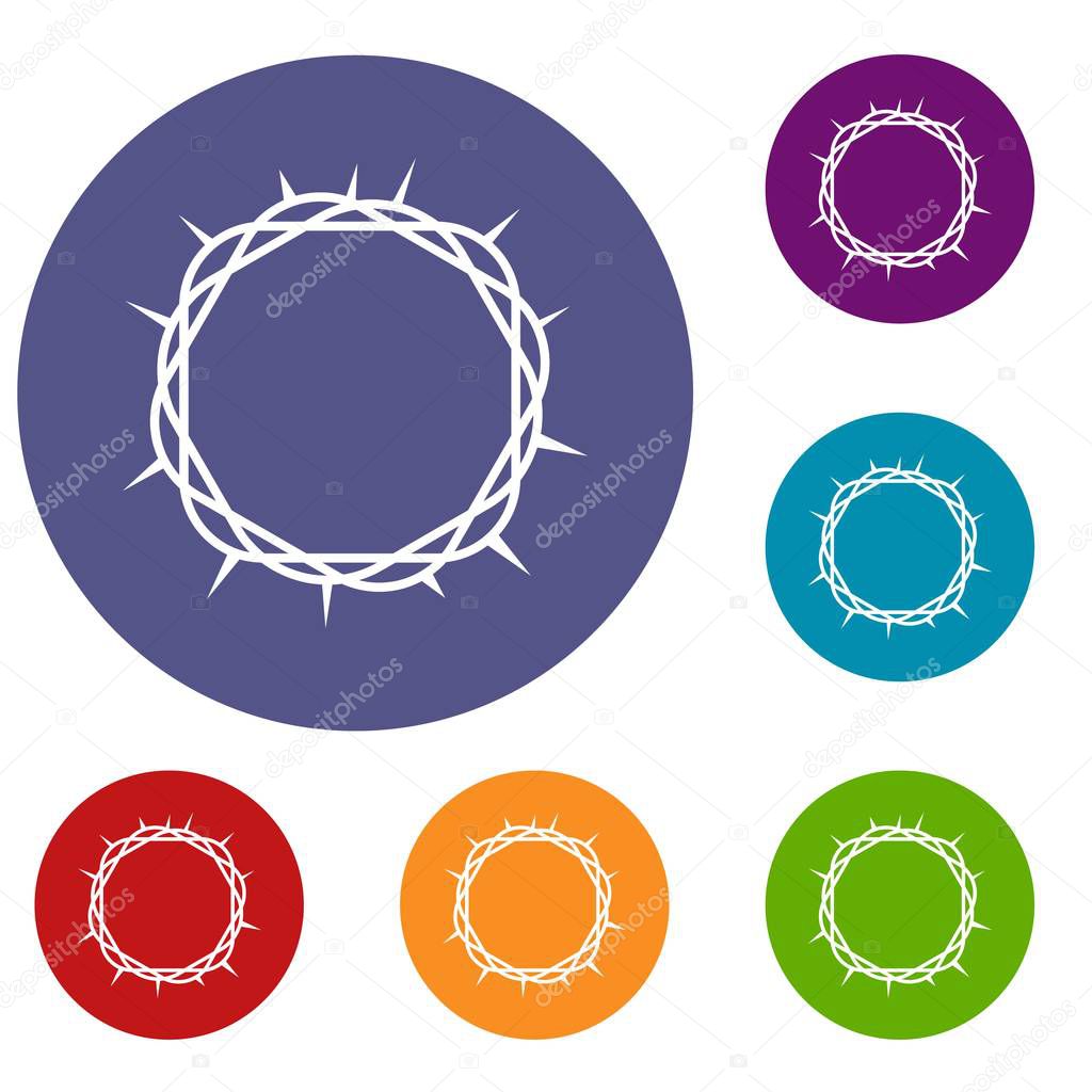 Crown of thorns icons set