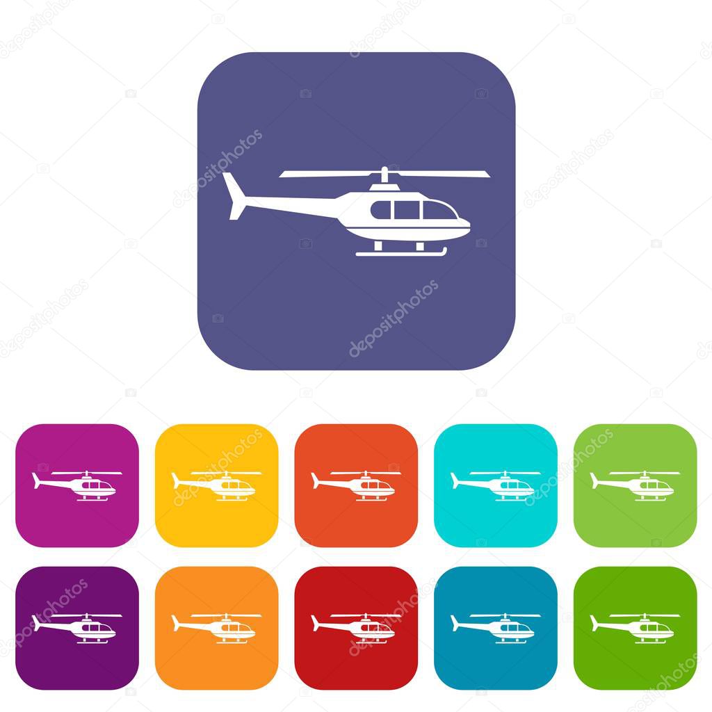 Military helicopter icons set