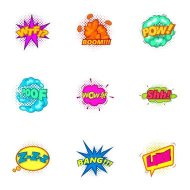 Pop sanat gölge simgeler kümesi ile patlayıcı etiket