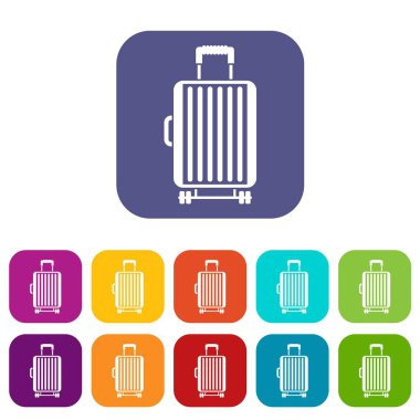 Bavul tekerlekleri Icons set üzerinde