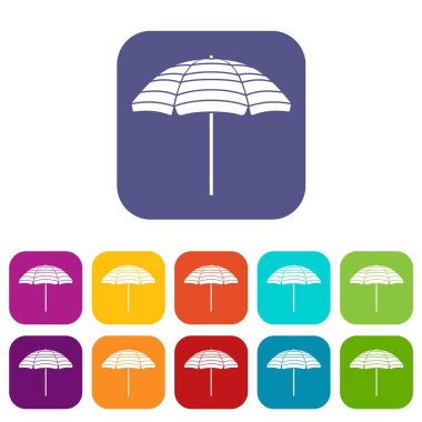 Plaj şemsiye Icons set