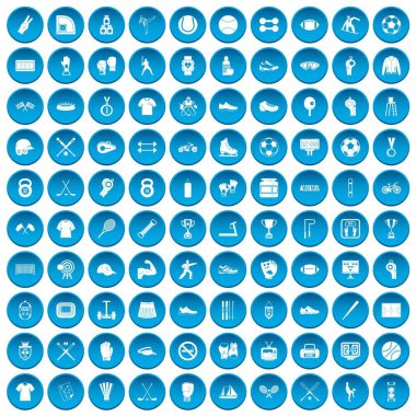 100 sporcu simgeleri mavi ayarla