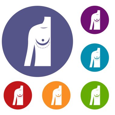 Meme implant ameliyatı. Icons set