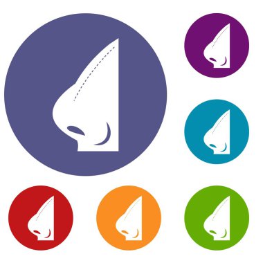 Rinoplasti, burun Icons set