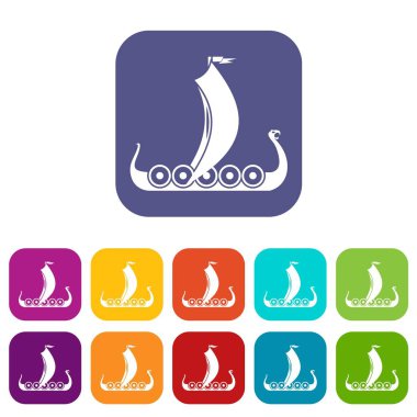 Ortaçağ tekne Icons set