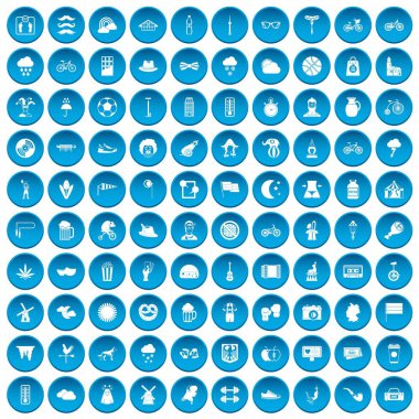 100 bisiklet simgeleri mavi ayarla