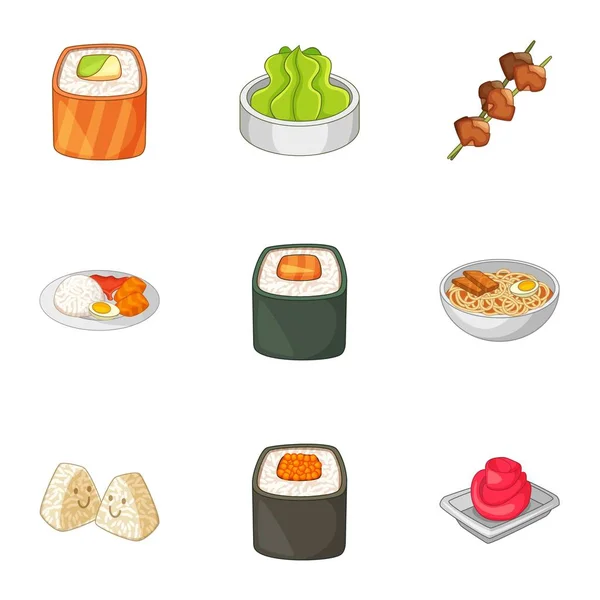 Olika typer av sushi ikoner set — Stock vektor