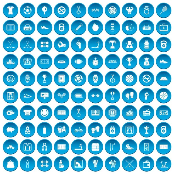 100 basketball icons set blue — Stock Vector