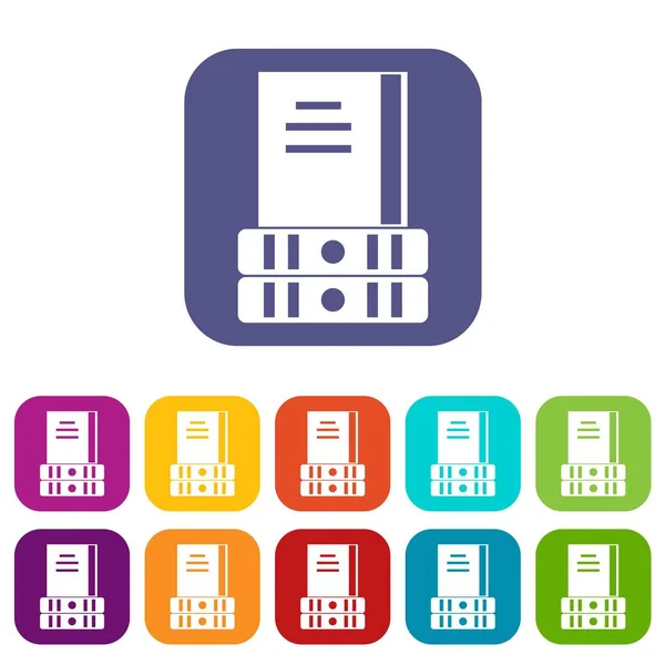 Set di icone di tre libri — Vettoriale Stock