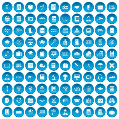 100 kitap simgeleri mavi ayarla