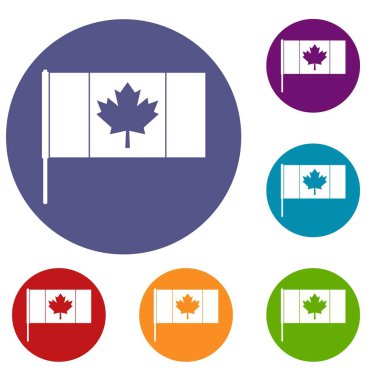 Kanada bayrağı bayrak direğine Icons set ile