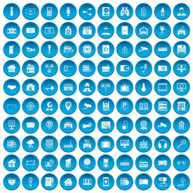 100 kamera simgeleri mavi ayarla