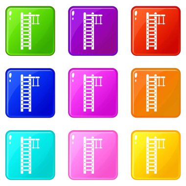 9 renk kümesi yalıtılmış vektör çizim İsveç merdiveni simgeleri