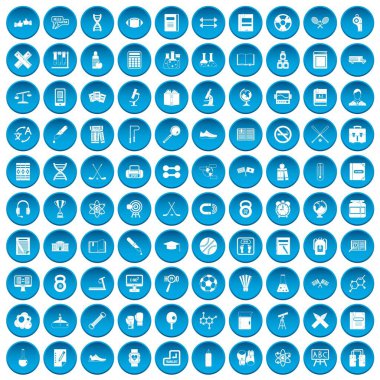 100 üniversite simgeleri mavi ayarla