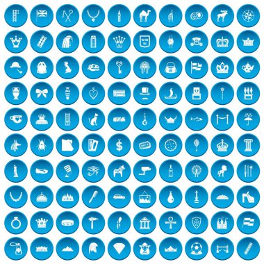 100 taç simgeleri mavi ayarla