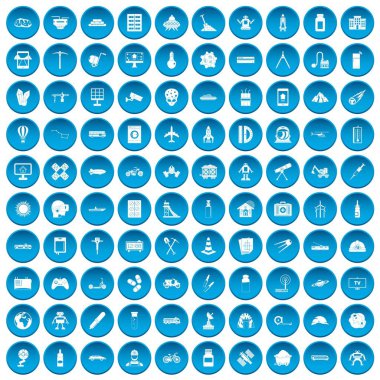 100 geliştirme simgeleri mavi ayarla