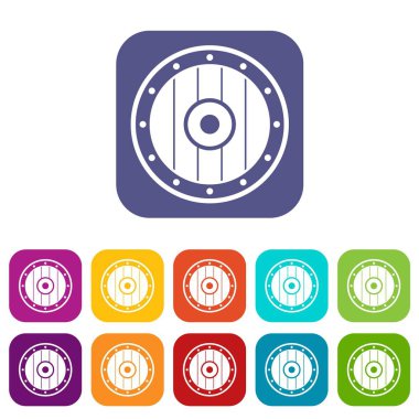 Yuvarlak ordu kalkan Icons set