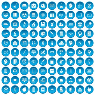 100 eğitim simgeleri mavi ayarla