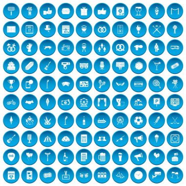 100 olayları simgeleri mavi ayarla