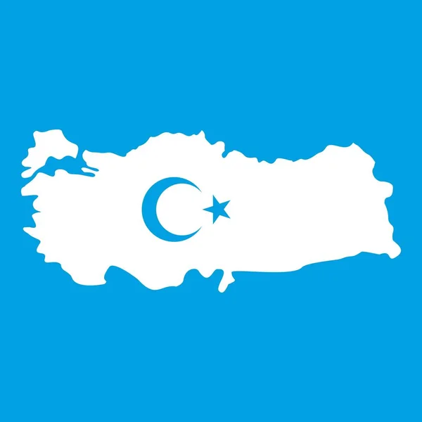 Χάρτης της Τουρκίας με την εθνική σημαία σύμβολα εικονίδιο λευκό — Διανυσματικό Αρχείο