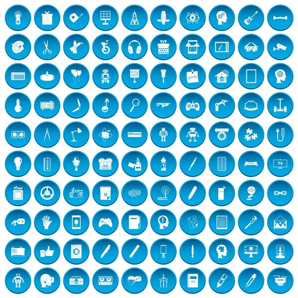 100 yaratıcı bir fikir simgeleri mavi ayarla