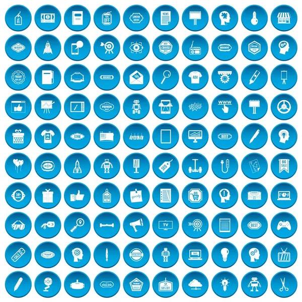 100 yaratıcı pazarlama simgeleri mavi ayarla