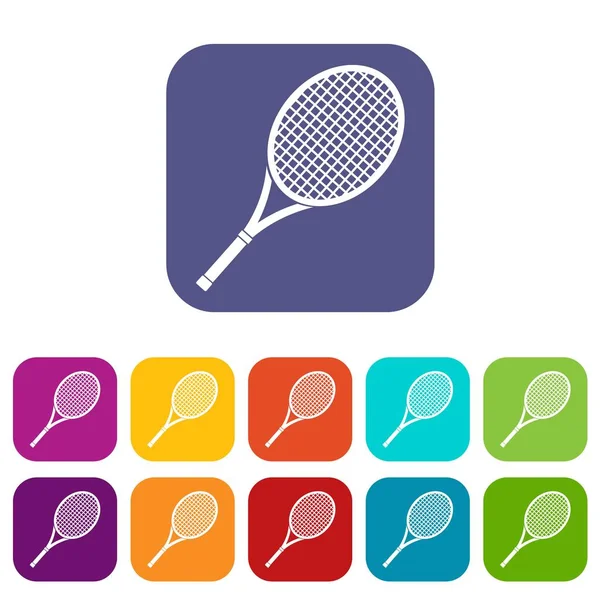 Conjunto de iconos de raqueta de tenis — Archivo Imágenes Vectoriales