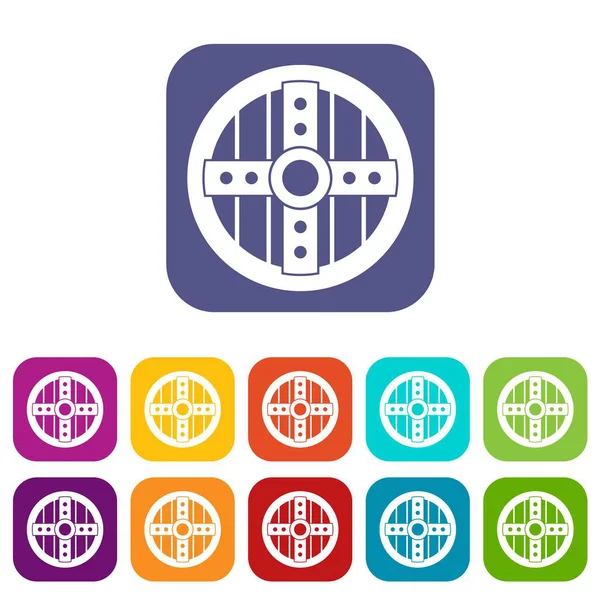 Yuvarlak koruyucu kalkan Icons set