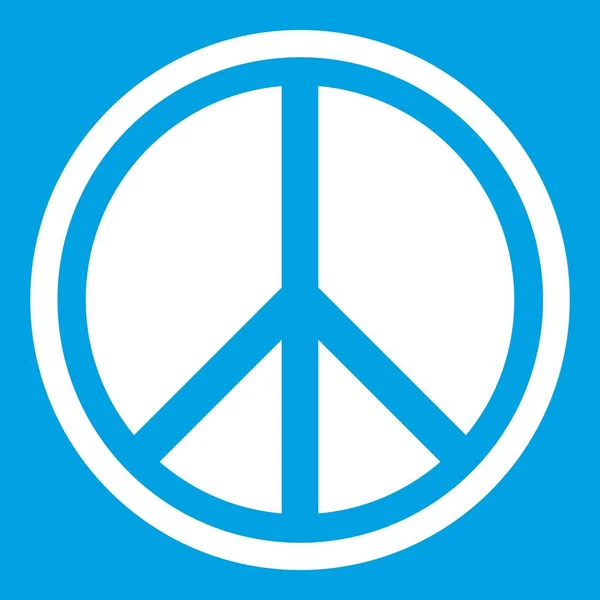 Teken Hippie Vrede Pictogram Witte Geïsoleerd Blauwe Achtergrond Vectorillustratie — Stockvector