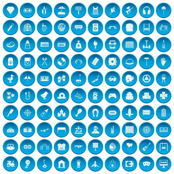 100 iconos de entretenimiento conjunto azul — Vector de stock