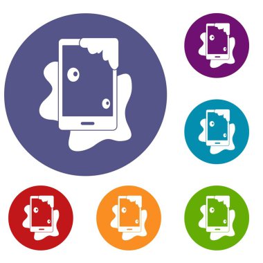 Islak telefon Icons set