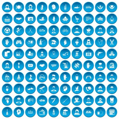 100 insan kaynakları simgeleri mavi ayarla