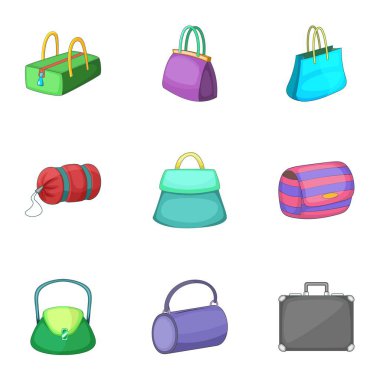 Çanta Icons set, karikatür tarzı türleri