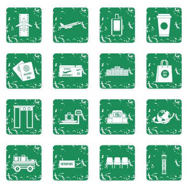 Grunge Havaalanı Icons set