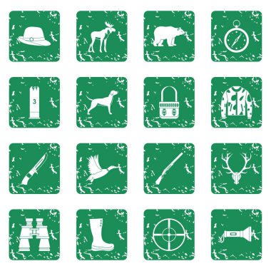 Grunge avcılık Icons set