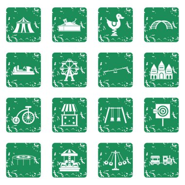Grunge eğlence parkı Icons set