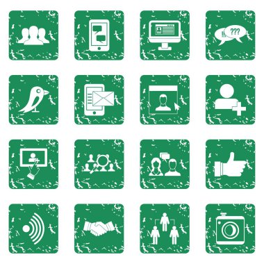 Grunge sosyal ağ Icons set