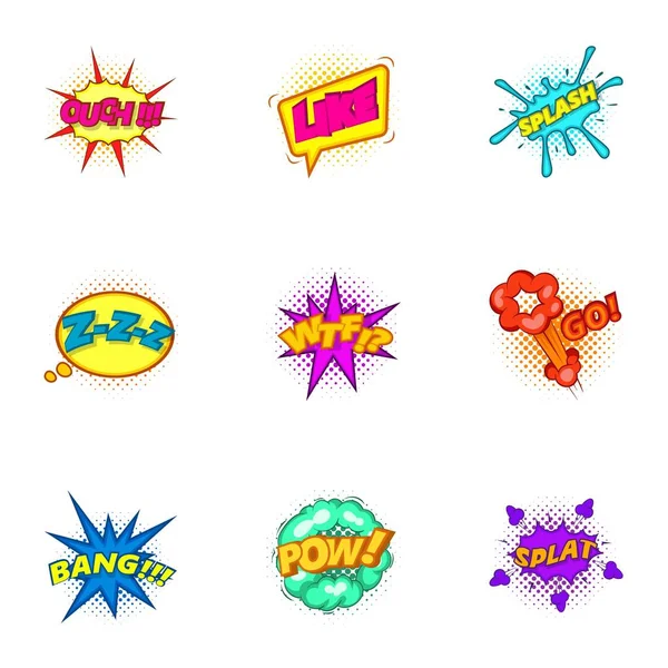 Patlayıcı çıkartmaları Icons set, karikatür tarzı