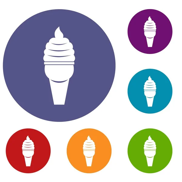 Conjunto de iconos de helado en cono de gofre — Archivo Imágenes Vectoriales