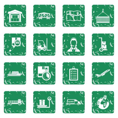 Grunge lojistik Icons set