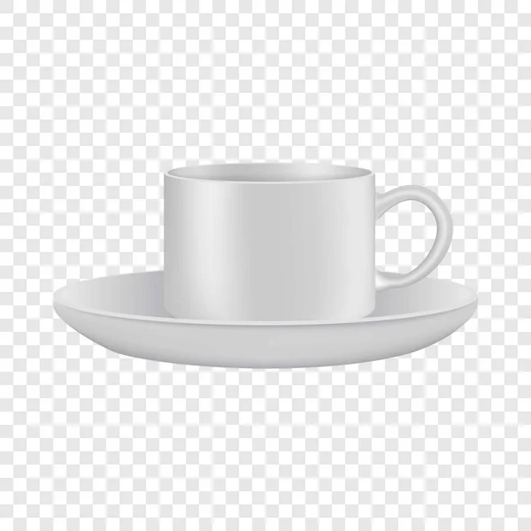 White cup and saucer mockup, realistic style — Stock Vector