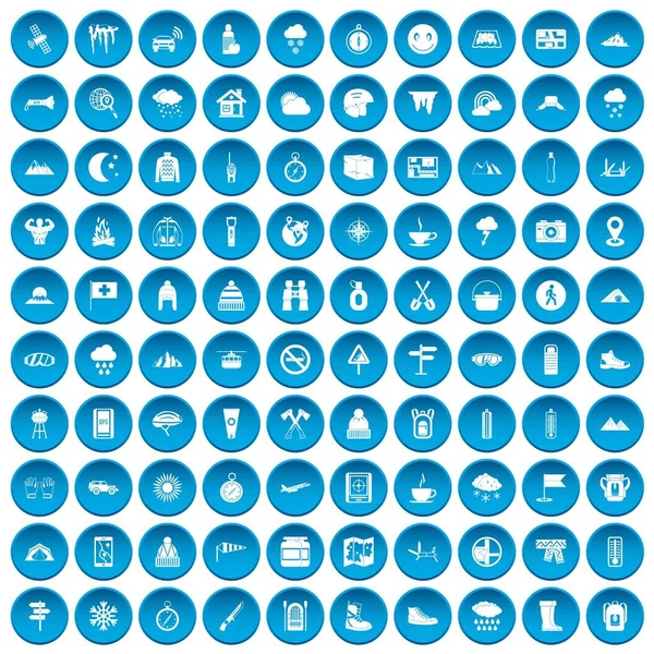 100 dağcılık simgeleri mavi ayarla