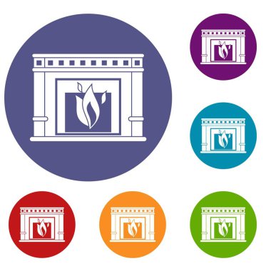 Elektrikli şömine Icons set