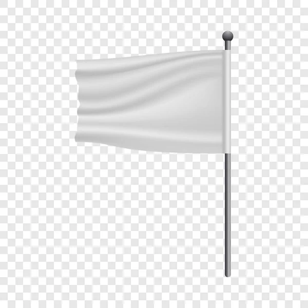 Bílá vlajka na stožáru maketa, realistický styl — Stockový vektor