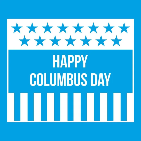 Feliz día de Colón icono blanco — Vector de stock