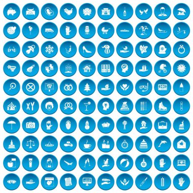 100 sevinç simgeleri mavi ayarla