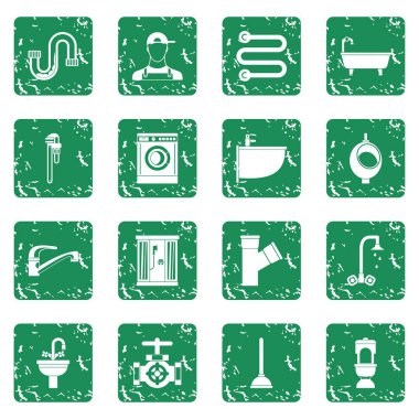 Grunge sıhhi tesisat Icons set