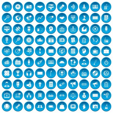 Mavi 100 Medya Icons set
