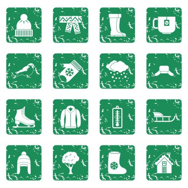 Grunge kış Icons set